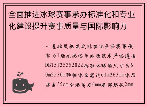 全面推进冰球赛事承办标准化和专业化建设提升赛事质量与国际影响力